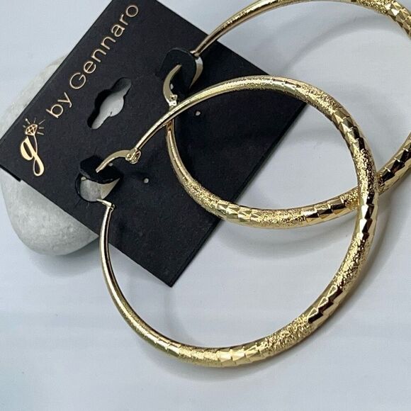 G by GennaroEtched Gold Hoops Earrings $16ea / 3 for $25 - Picture 4 of 6